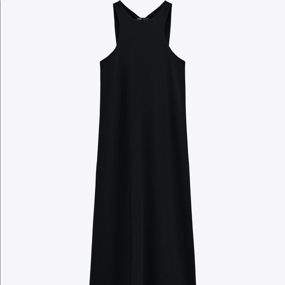 ZARA Long Pleated Dress Black - Picture 2 of 8